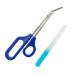 Long Handled Toenail Scissors & Easy Reach Long Handle Clippers for Thick Toe Nail with Glass Nail File Blue