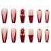 Burgundy French Tip Long Press On Nails with 3D Rhinestones - Red False Fake Acrylic Coffin Nails for Women - Buy Online on GoSupps.com