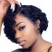 Short curly wig brazilian pure real hair pointed part wavy gluely wig dense 100% fashion women lace front wig for black women (natural black)