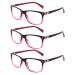 Kerecsen 3 Pack Reading Classes Women Feders hinges good glasses of high -quality rectangular comfortable women reading aid (1.75 3 pink) 1.75 3 pink