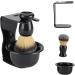 Ankroyu 3-Part Professional Men's Razor Brush Holder Set - Premium Black Nylon Shaving Set for Men - Buy Online on GoSupps.com