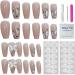 Fake Nails Long Press on Nails French Tip Nails with 3D Butterfly Rhinestones Designs Glossy Full Cover Acrylic Nails for Women Style 1 - Buy Online on GoSupps.com