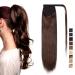 SEGO ponytail hairpiece braid extensions ponytail hair extension clip in bangs real hair remy medium brown 18"(45cm)-90g