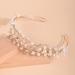 Xerling Gold Crystal Tiara Pearl Rhinestone Headband for Girls Layered Hair Band Bride Wedding Floral Hair Accessory Bridal Jewelry (Gold)