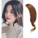 2PCS Wave Side Bang 100% Human Hair Clip in Bangs Curly Fringe Hair Extensions(Light Brown Color) Light Brown Side Bangs 2PC