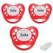 Babysutten Nip pacifier with name red (pack of 3) silicone anatomical size 2. Size 2 red