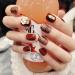 Sethexy Glossy Squoval Short False Nails Flower Glitter Rhinestone Studs Wine Full Cover Acrylic Fake Nails Tips for Women and Girls - Buy Online on GoSupps.com