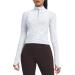 AVGO Long Sleeve Workout Shirts for Women Half Zip Pullover Cropped Sweatshirt Athletic Yoga Shirts Small White Space Dye
