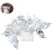 DOITOOL Silver Headpiece Bridal Flower Side Comb Hairdressing Side Comb Crystals Decor Bridal Comb French Side Combs Combs Decorative Festival Bride Wedding - Buy Online on GoSupps.com