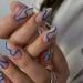 BABALAL Almond Press on Nails Medium Fake Nails Blue Swirl Glue on Nails Stiletto Acrylic Nails Matte Stick on Nails with Design NAIL-M06-1