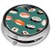 Sushi Printed Mini Round Pill Box - 3 Compartment Travel Organizer for Home & Office - Portable Medicine Case - Buy Online on GoSupps.com