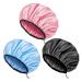 Auban Shower Cap for Women, Adjustable Reusable, Extra Large, Double-Layer Waterproof Bathing Cap, Waterproof Exterior, EVA Lining, Hair Cap for All Hair Lengths, 3 Colors ADJUSTABLE-blue-pink-black