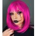 Annivia Hot Pink Short Bob Wig with Bangs - 12 inch Synthetic Straight Wig for Women - Halloween Cosplay Party Natural Hair-Like Wig (Hot Pink) - Buy Online on GoSupps.com