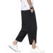 DOSLAVIDA Men's Casual Elastic Waist Linen Capri Pants Wide Leg Harem Yoga Trousers - Solid Black, Medium - Buy Online on GoSupps.com