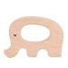 5Pcs Teething Ring Wooden Natural Beech Wood Baby Teether Cute Animal Shape for Infants Teething BPA-free (Elephant)