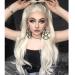 Tantako long platinum blonde wig with a small deeper middle part lace wavy white blonde lace front wig for women daily synthetic wig (364 blonde)