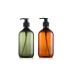17 Ounce Plastic Hand Soap Bottles with Pump, Refillable Dispenser Bottle for Kitchen and Bathroom, Amber and Green, 2 Pcs