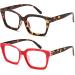 Buy 2 Pairs Oversized Retro Reading Glasses for Women | Blue Light Blocking Square Readers - Leopard & Red 2.25x - Buy Online on GoSupps.com