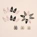 French Tip Press on Nails - Almond Medium Gold Line Shine Design Full Cover Reusable Black Acrylic Coffin Nails for Women - Glue on Stick on Nail Art Set - Buy Online on GoSupps.com