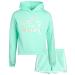 RBX Girls' Active Shorts Set - 2 Piece Fleece Crop Hoodie Sweatshirt and Sweat Shorts (4-12) Mint Believe in Yourself 7/8