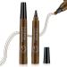 2PCS Eyebrow Pencil Brow Pencil Eyebrow Microblading Pen Waterproof Eyebrow Pen with 4 Micro-Fork Tips Create Natural Eyebrow Makeup - 02 Dark Brown