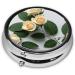 White Rose Printed Mini Round Pill Box | 3 Compartment Travel Pill Organizer | Portable Medicine Case for Home & Office - Buy Online on GoSupps.com