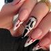 Halloween False Nails Grimace with Design Fake Nails Full Cover Long Nail Tips Press on Nails with Adhesive for Women and Girls