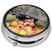 Portable Bird Eating Fruit Metal Pill Box | Round Mini 3-Compartment | Travel Essential for Small Pills | Durable Black Design - Buy Online on GoSupps.com
