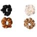Skinny Hair Scrunchies Satin Elastic Soft Hair Ties Scrunchy Hair Bands Ponytail Girls Luxurious Scrunchie Set Silk Hair Scrunchies for Frizz Prevention (black +Creamy-White +Champagne + Bronze)