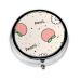 Peachy Cutieround Pill Box 3 Compartment Round Pill Box Organizer Portable Travel Pill Box for Traveling.