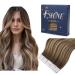 FSHINE TAPE in Extensions Real Hair Human Hair 45cm Dark Brown Fading to Caramel Blonde with Dark Brown Balayage Remy Double SIDED 20 PCS 50 grams Adhesive Hair #4/4/4 3. Tape #4 45cm