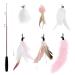 Songway Interactive cat toys spring - cat toys set with retractable sticks feather stick cat toy with 6 pieces of replacement springs with bells spring angel cats pink