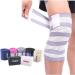 AZBUY Sports Knee Wraps (1 Pair) - Elastic Compression Bandage Brace Support for Basketball, Running, Tennis, Cross Training WODs, Gym Workout, Weightlifting, Fitness & Powerlifting (White/Grey)