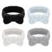 Heyu-Lotus 4 pieces Spa Bowknot hair bands coral fleece makeup Bow headband elastic cosmetic headband to wash the face shower yoga sport skin care (black white gray blue)