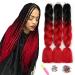 Showjarlly Kanecalon Kunsthaar Hair KanCalon Hair Braids Extension Ombre Jumbo Braid Hair Extension 24 " KanCalon braids Box Braid Hair Kunsthaar Hair For Inthalt Black/Red 61cm-24 inch (3 Series) Black red