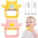 Fu Store Bear Anti-Dropping Silicone Baby Teething Toy Infants Baby Chew Toys for Sucking Needs  Hand Pacifier for Breast Feeding Babies for New Born (1 Yellow  1 Pink & 2 Finger Toothbrushes) Yellow + Pink
