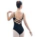 Skwodico Black Cross Back Adjustable Camisole Leotard LEW2203 Medium