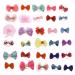60pcs Multicolor Elastic Hair Bands Pets Bowknot Headdress Cats Dogs Random Patterns Pet Grooming Accessories