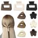 Heyu-Lotus 9 PCs Hair Claw Clips Small Women Hair Clips Matte Claw Clips Nonslip Girls Square Flower Triangular Mini Claw Hair Clips for Thick Hair Fine Medium thin Hair 2 Inch MIxed 1