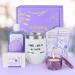 Mothers Day Gifts for Mom from Daughter Son  Relaxing Spa Gift Basket for Women Lavender Scented 8PCS Includes Body Lotion Bubble Bath Body Butter Bath Soap Hand Cream Bath Bomb Lavender Scented Candle & Tumbler with Str...