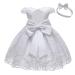 MYRISAM Flower Girls Lace Tutu Dress Baby Kids Christening Baptism Communion Birthday Party Formal Wedding Dresses w/Headwear 4-5 Years White
