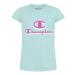 Champion Girls Heritage Short Sleeve Script Logo Tee Shirt Big and Little Girls Ice Fall Drop Shadow Large