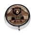 Rustic Lodge Bearround Pill Box 3 Compartment Round Pill Box Organizer Portable Travel Pill Box for Traveling.