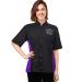 Noverlife Pet Grooming Workwear with Full Zipper M Size Anti-Static Pet Beautician Work Clothes Lightweight Hair Repellent Shirt Style Pet Groomer Smock for Dog Cat Grooming Shop M(Pack of 1) Black & Purple Patchwork (with Embroidery Pattern)
