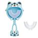 Lebocado children's toothbrush in U-shape manual toothbrush with silicone bristles for children from 2 to 6 years offers complete cleaning (tiger blue) blue tiger