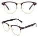 CGID 50s Retro Nerd Glasses Half Frame Horn Glasses Style Rockabilly Geek Glasses Red Black
