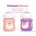 Silicone Baby Bottle Sleeves for Philips Avent Natural Glass Bottles - 4oz, Pack of 2 - Pink/Purple Bear Design - Buy Online on GoSupps.com