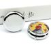Round Chicken Art Pill Box - 3 Compartment Decorative Metal Organizer for Travel | Portable Pocket Pill Case - Buy Online on GoSupps.com