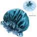 Peacock Blue Silky Satin Bonnet Cap for Curly Hair | Double Layer Hair Wrap for Women - Sleep Bonnets - Buy Online on GoSupps.com