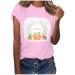 Womens Easter Day Shirt Funny Cute Bunny Print Tshirts Summer Casual Graphic Easter Graphic Tops Blouse #02 Pink Large